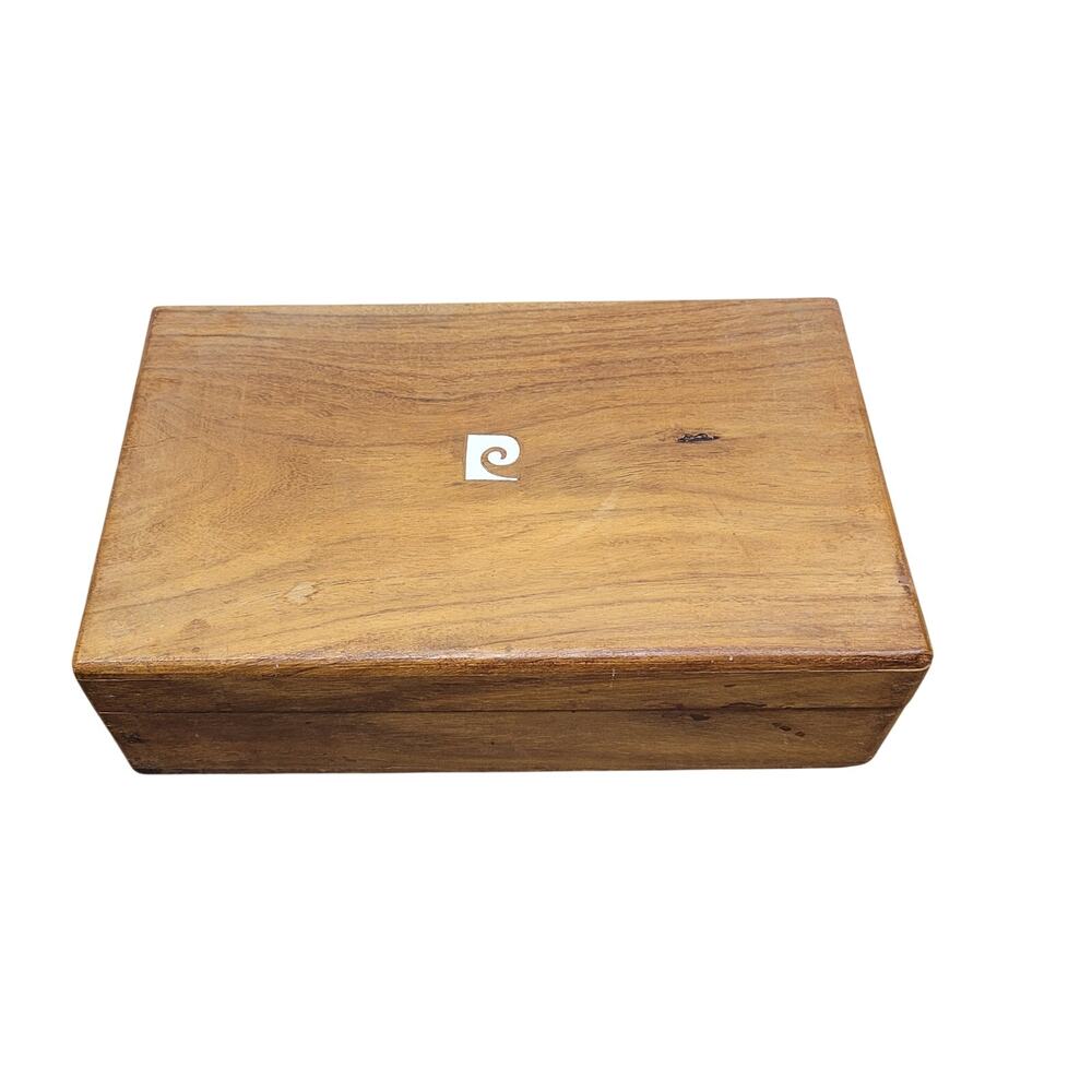 Vintage Pierre Cardin Wooden Jewelry Keepsake Box Logo 10x6x3 Mid Century